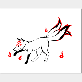 Kitsune (red) Posters and Art